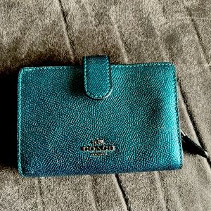 Metallic Green Coach Wallet